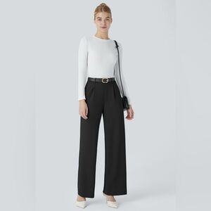 Halara NWT $50 Patitoff® Crepe High Waisted Wide Leg Work Pants Black M